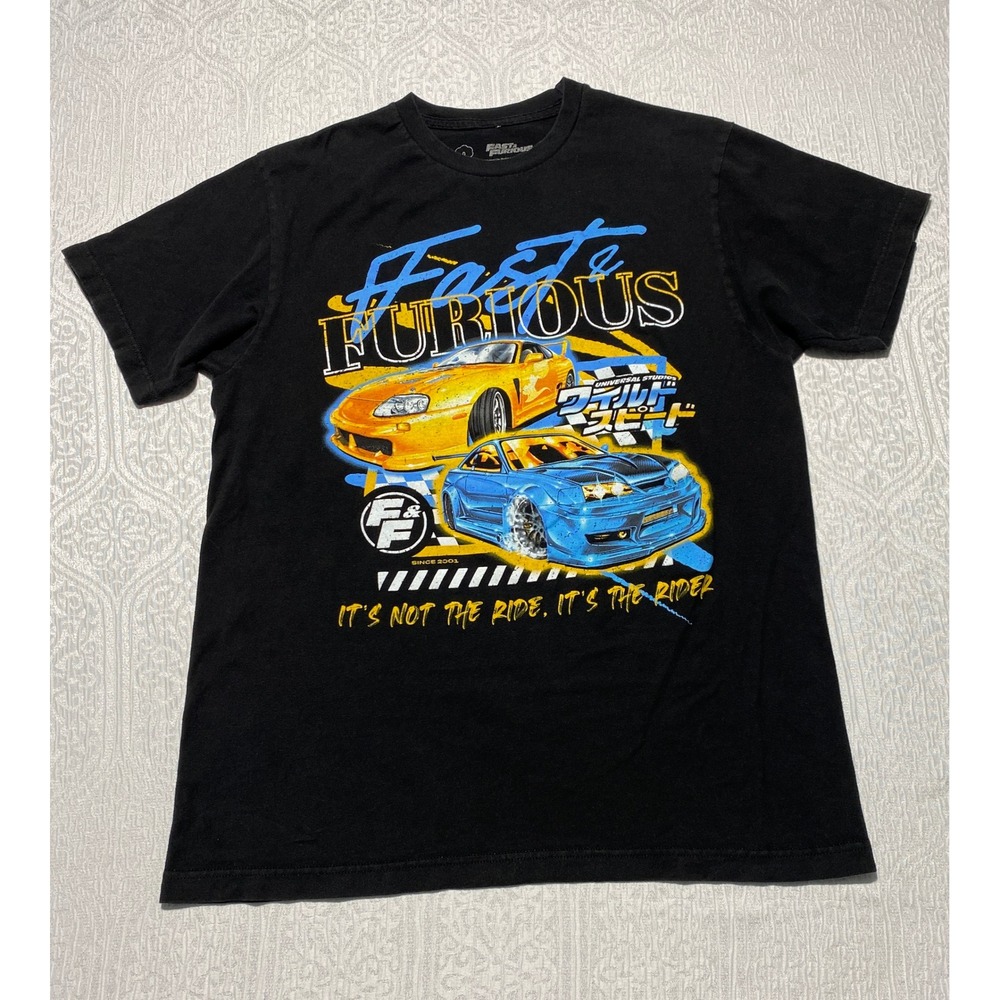 Fast & Furious Graphic T-Shirt Mens Large Black Supra Skyline Racing Movie Tee